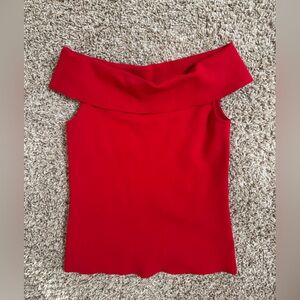 Ann Taylor Red Off the Shoulder Top